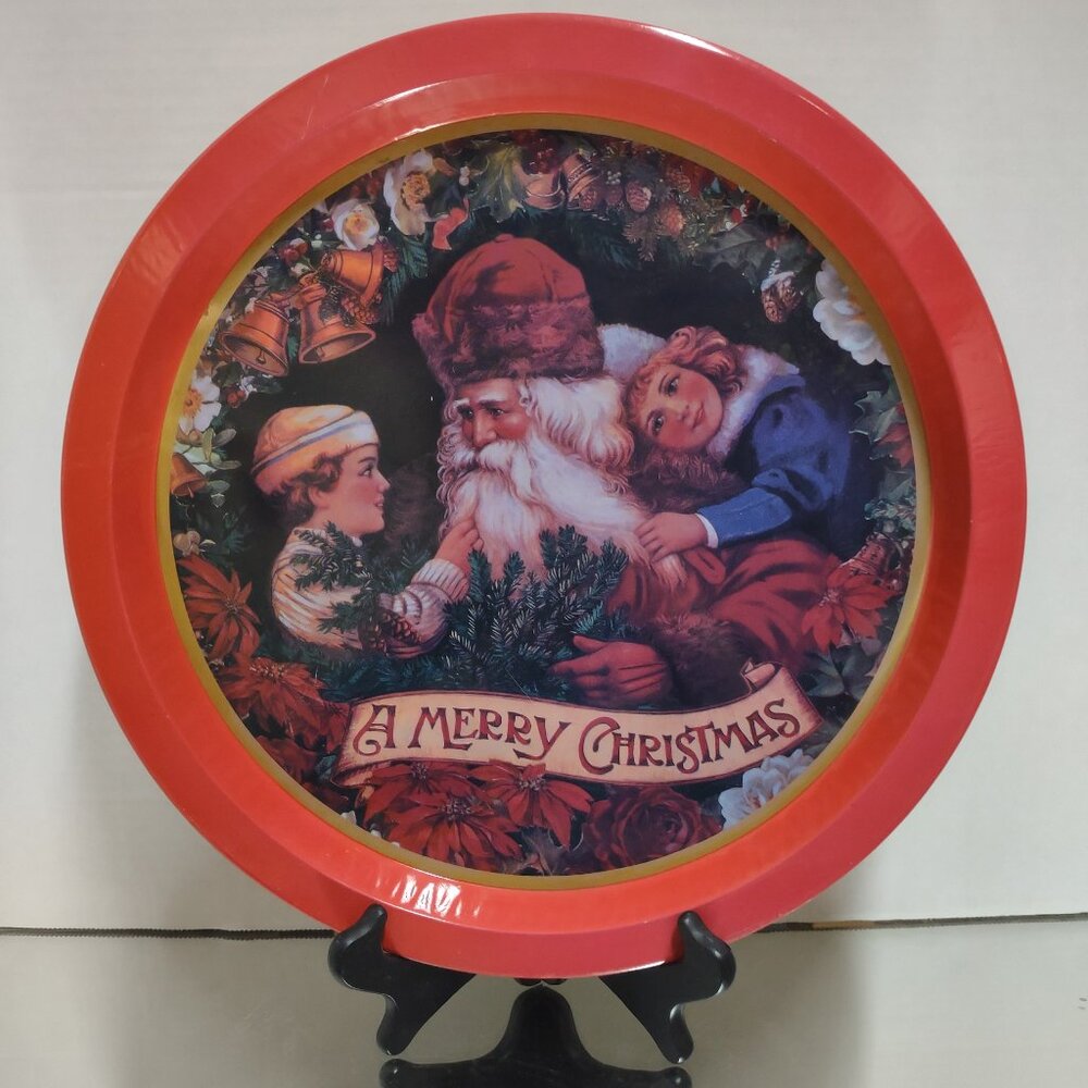 Merry Christmas St Nick Tray 12-3/4in Holiday Decor Gift Treats